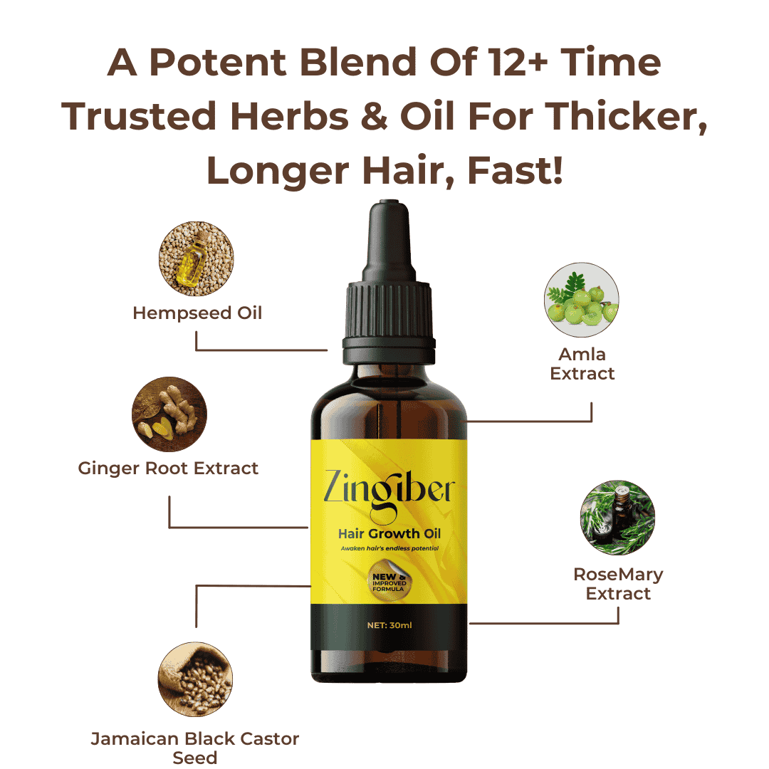 A Potent Blend Of 12+ Time Trusted Herbs & Oil For Thicker, Longer Hair, Fast!